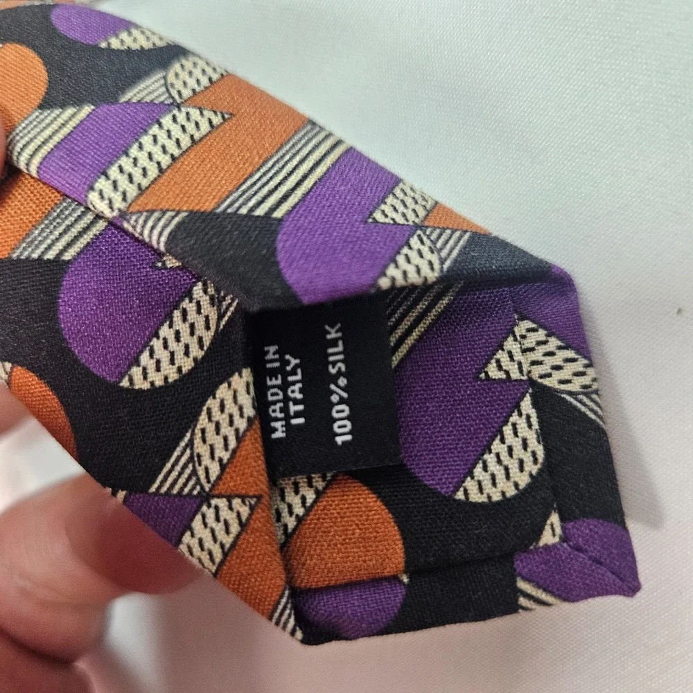 New Murano 100%‎ Silk Made in Italy Tie Men Geometric Print 3